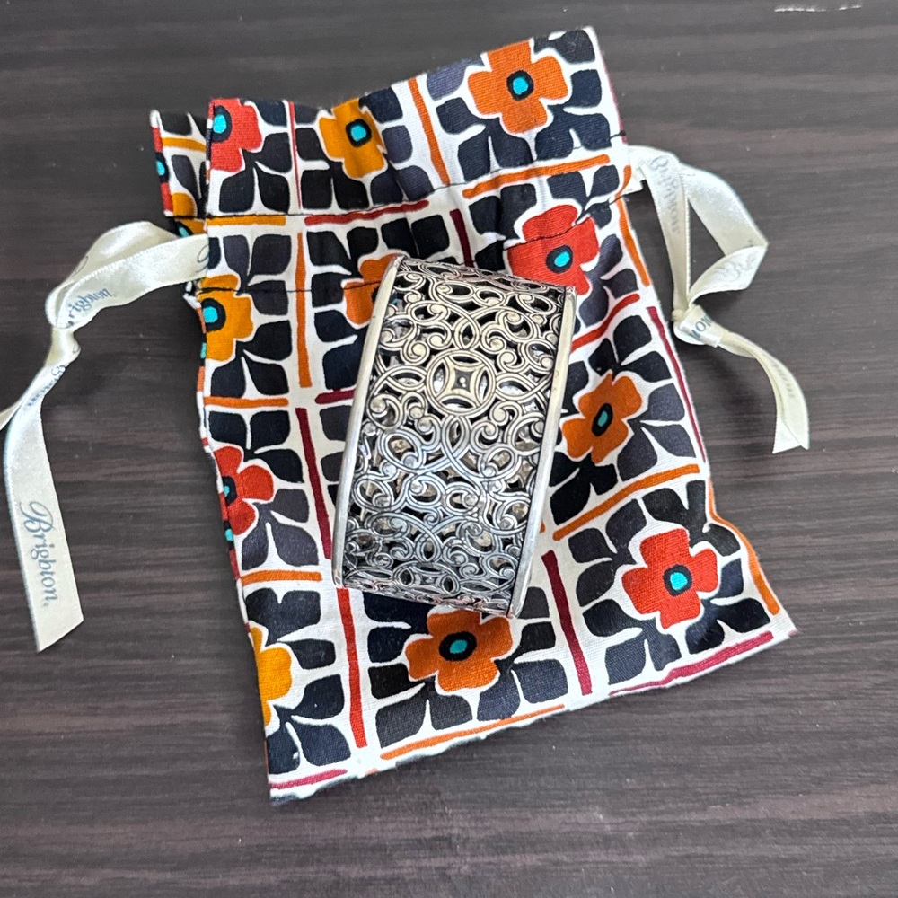 Brighton Silver Clutch with Elegant Wristlet Design